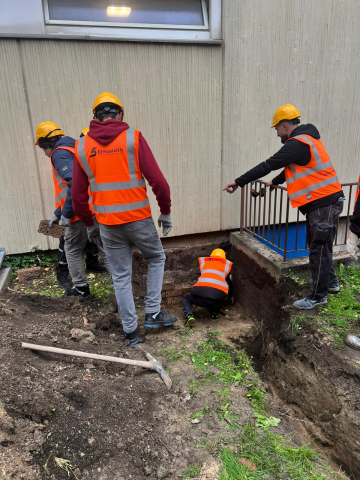 Tiefbauarbeiten an der Hauptschule Scharnhorst